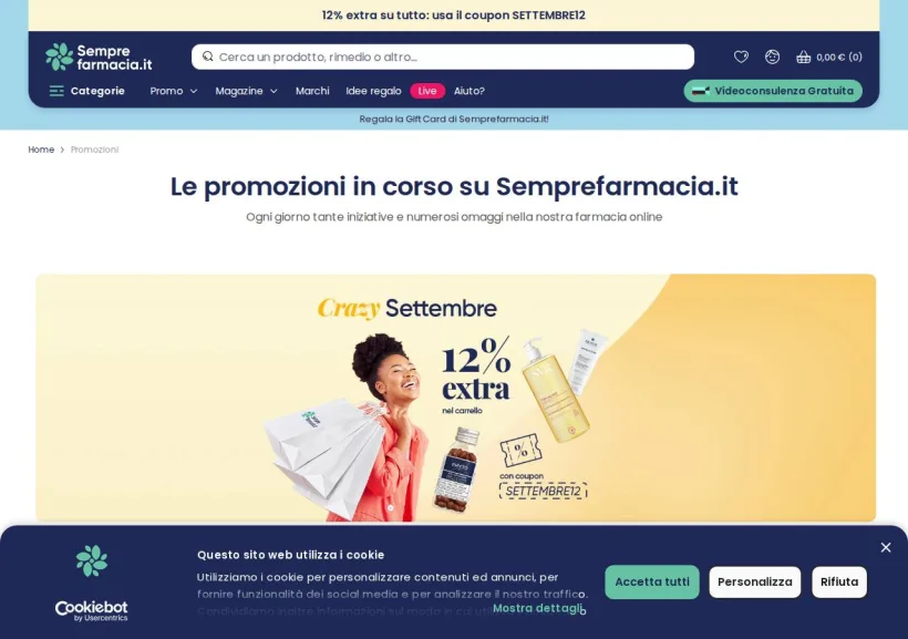 Schermata della pagina offerta di Semprefarmacia