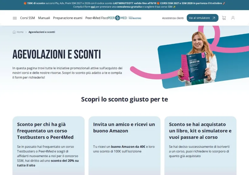 Schermata della pagina offerta di Peer4Med