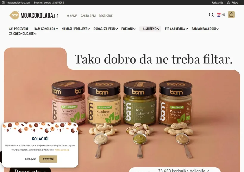 Schermata della pagina offerta di BAMchocolate Europe