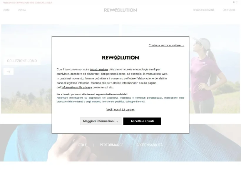 Schermata della pagina offerta di Rewoolution