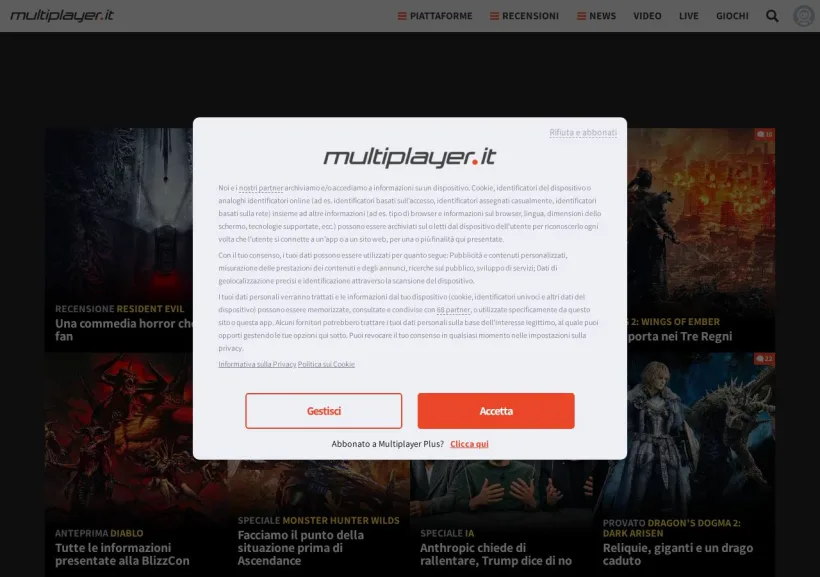 Schermata della pagina offerta di MultiPlayer