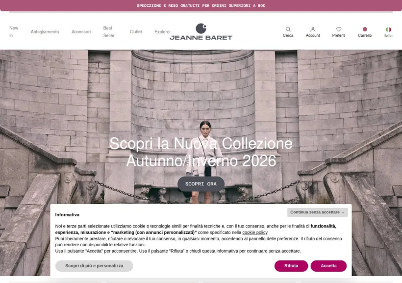 Schermata della pagina offerta di Jeanne Baret