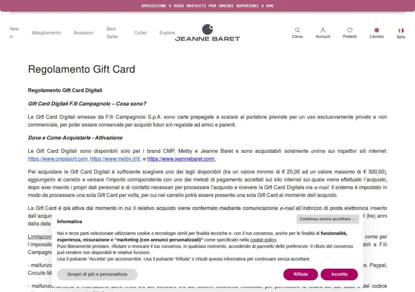 Schermata della pagina offerta di Jeanne Baret