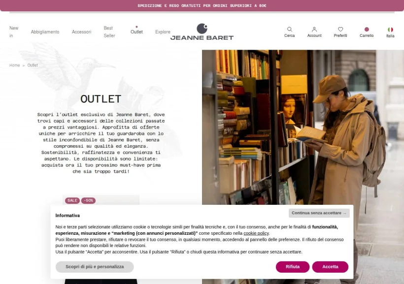 Schermata della pagina offerta di Jeanne Baret