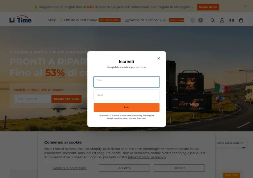 Schermata della pagina offerta di LiTime