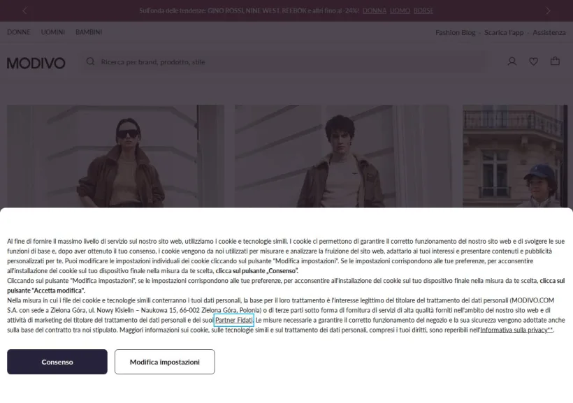 Schermata della pagina offerta di Modivo