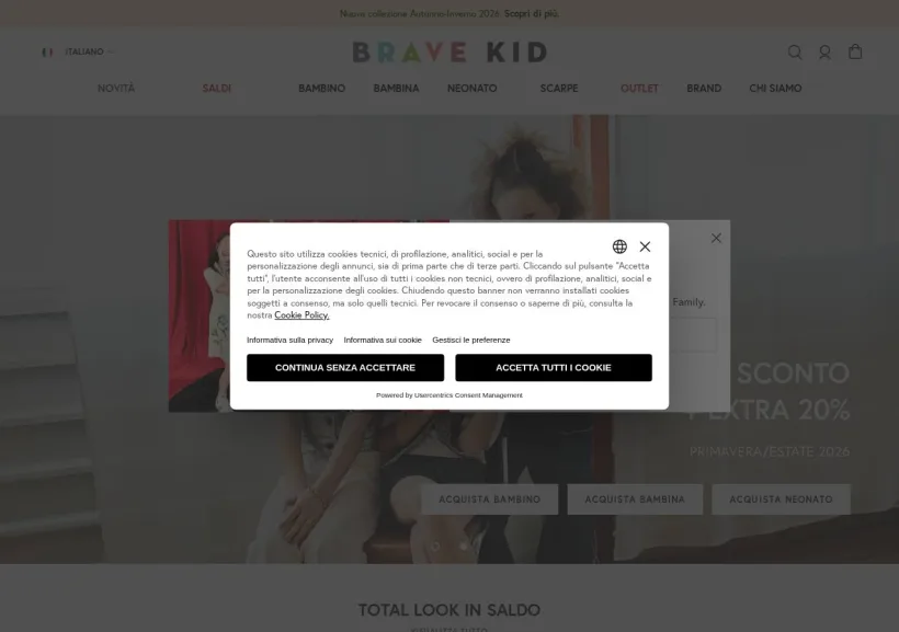 Schermata della pagina offerta di Bravekid