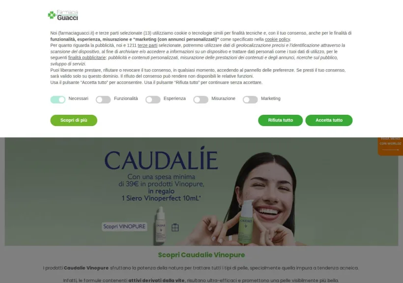 Schermata della pagina offerta di Farmacia Guacci