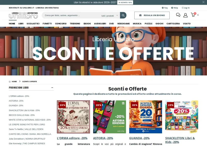Schermata della pagina offerta di Unilibro