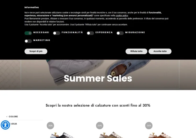 Schermata della pagina offerta di Harris Shoes
