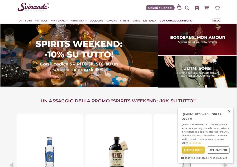 Schermata della pagina offerta di Svinando