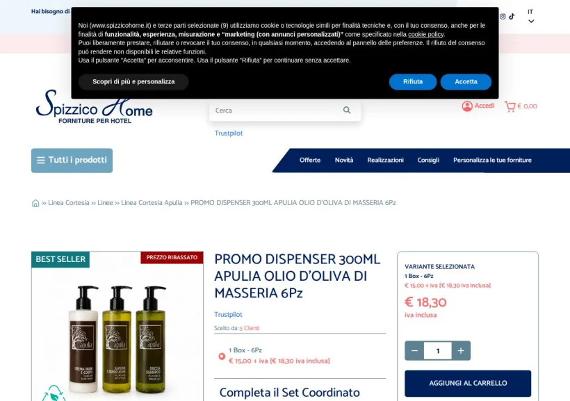 Schermata della pagina offerta di Spizzico Home