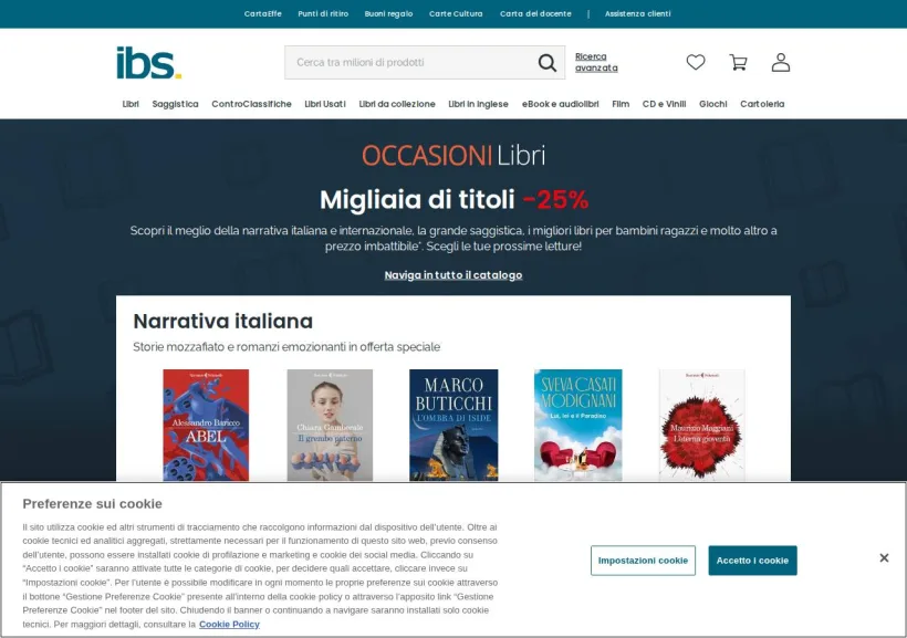 Schermata della pagina offerta di IBS