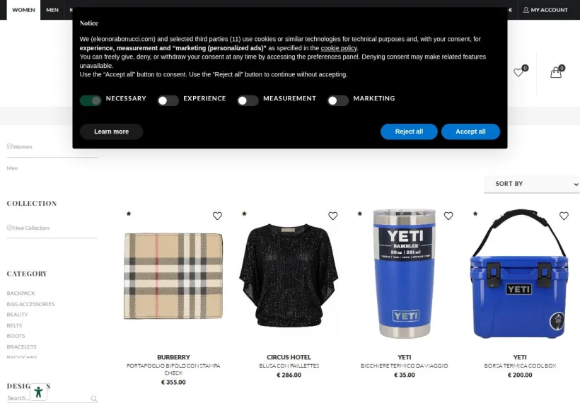Schermata della pagina offerta di Eleonora Bonucci