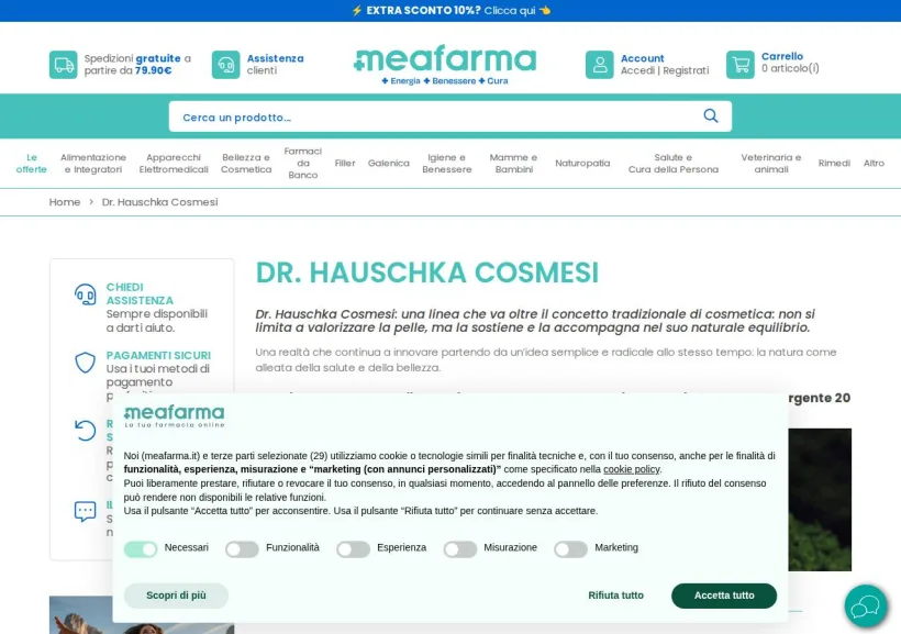 Schermata della pagina offerta di MeaFarma
