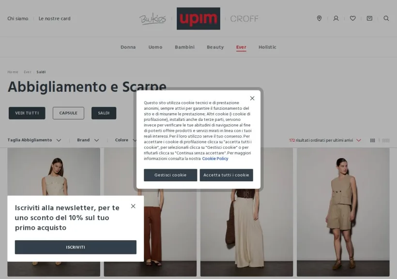 Schermata della pagina offerta di Upim