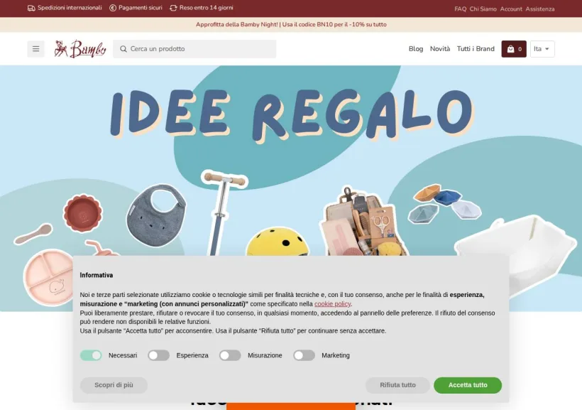Schermata della pagina offerta di Bambystore