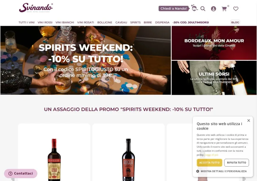 Schermata della pagina offerta di Svinando