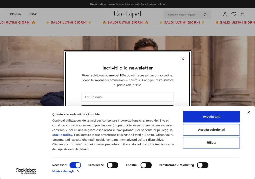 Schermata della pagina offerta di Conbipel
