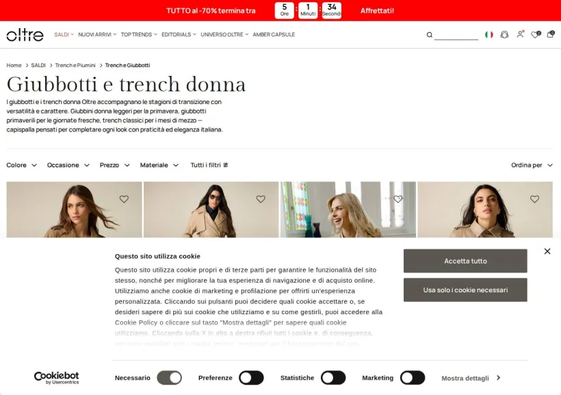 Schermata della pagina offerta di Oltre