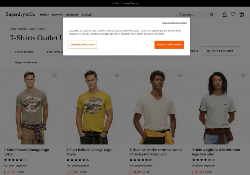 Schermata della pagina offerta di Superdry