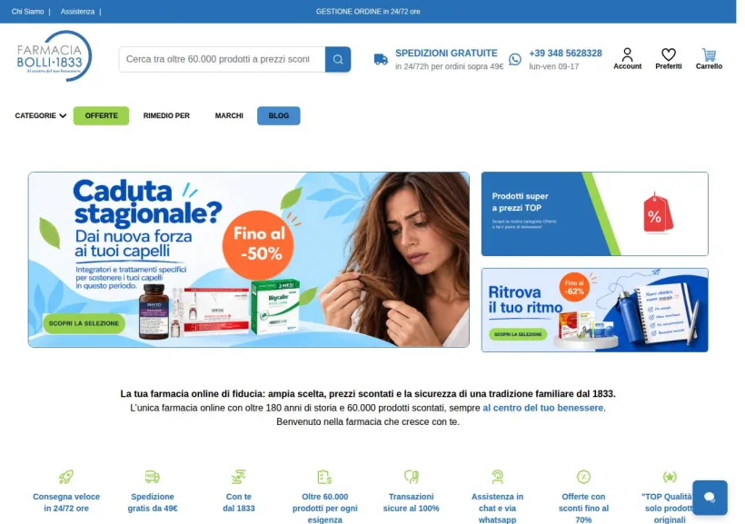Schermata della pagina offerta di Farmacia Bolli
