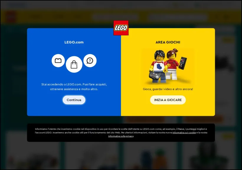 Schermata della pagina offerta di LEGO