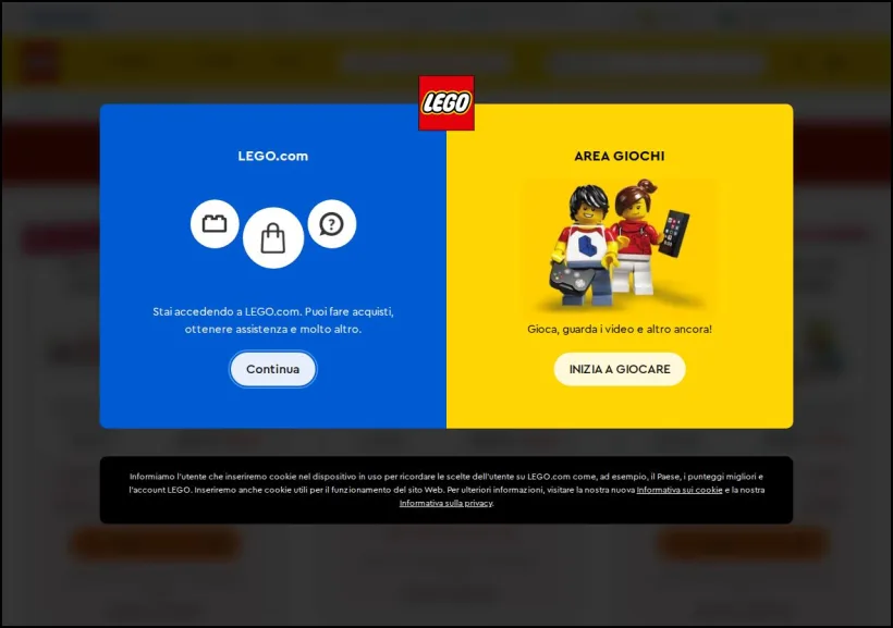 Schermata della pagina offerta di LEGO