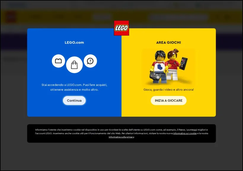 Schermata della pagina offerta di LEGO