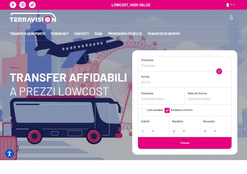 Schermata della pagina offerta di Terravision