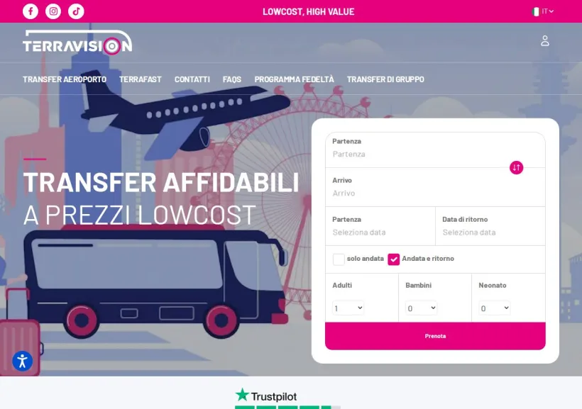 Schermata della pagina offerta di Terravision