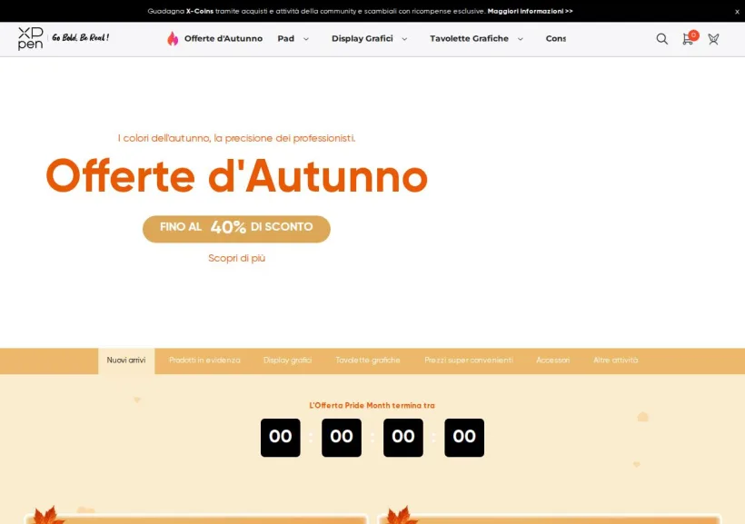 Schermata della pagina offerta di XP-Pen