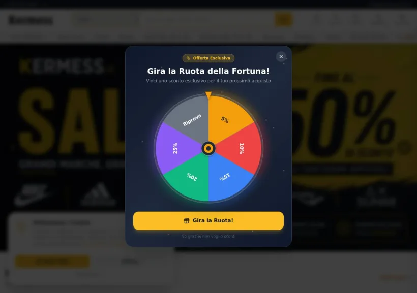 Schermata della pagina offerta di Kermess