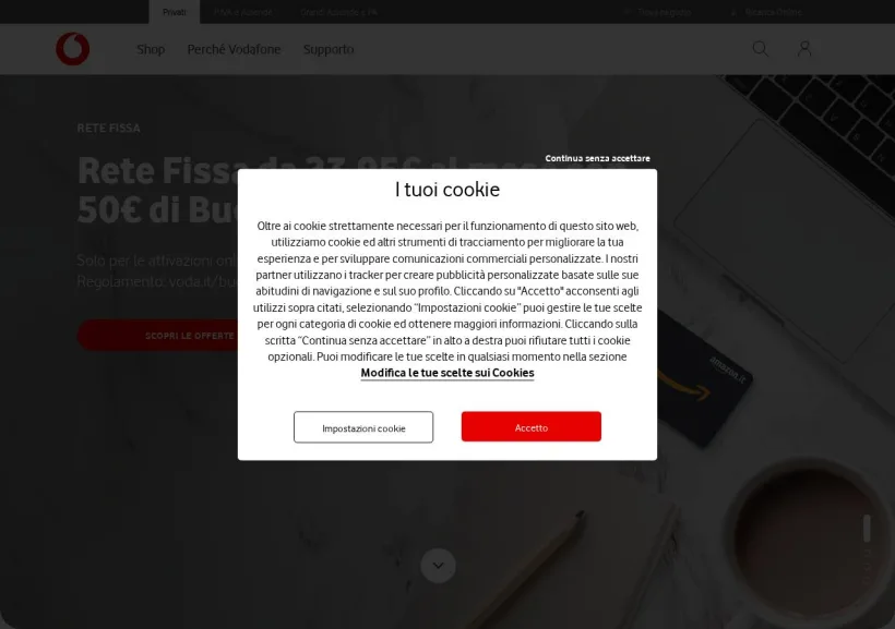 Schermata della pagina offerta di Vodafone