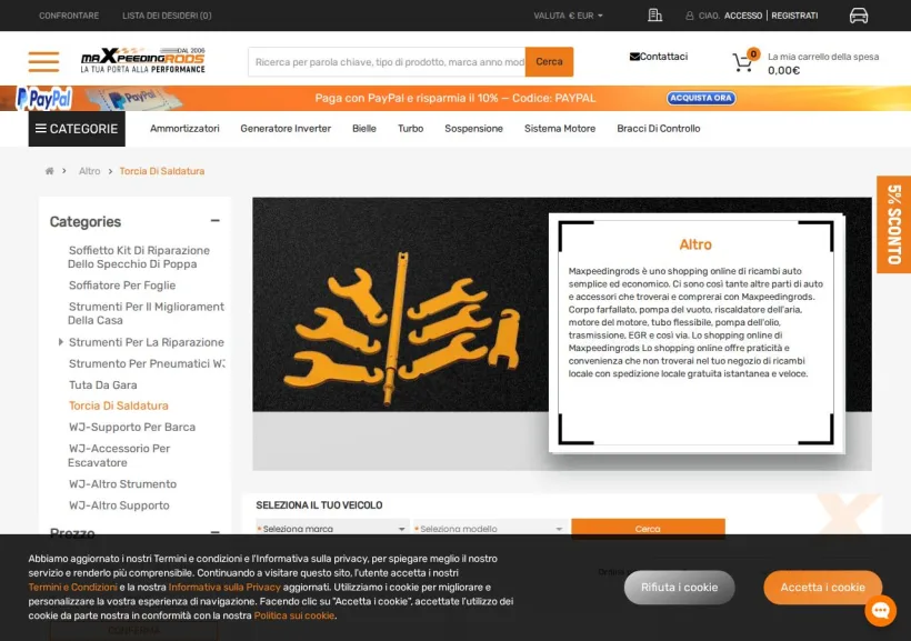 Schermata della pagina offerta di Maxpeeding Rods