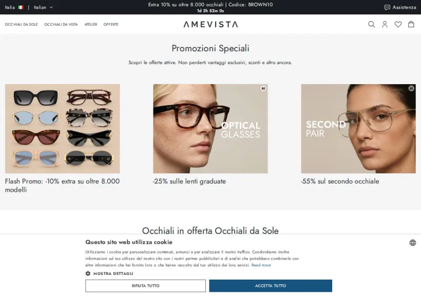 Schermata della pagina offerta di Amevista