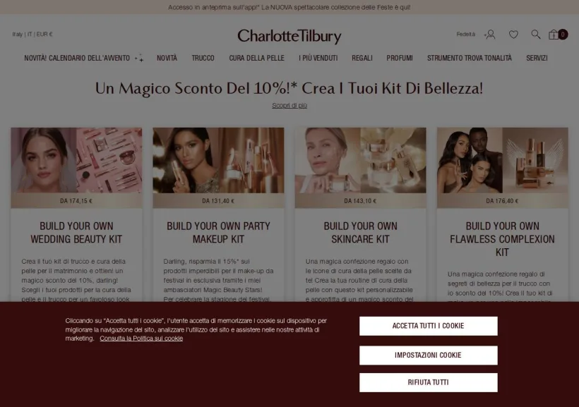 Schermata della pagina offerta di Charlotte Tilbury