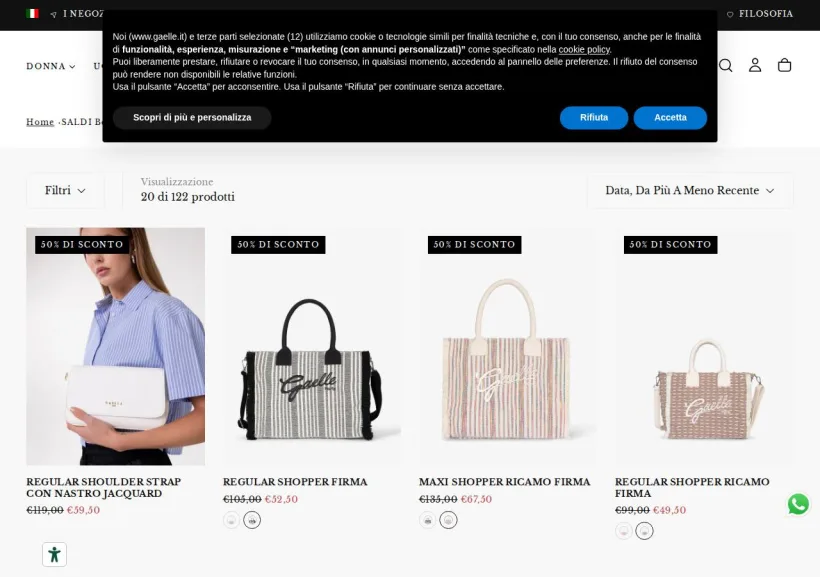 Schermata della pagina offerta di Gaelle