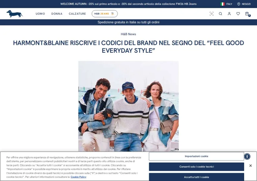Schermata della pagina offerta di Harmont & Blaine