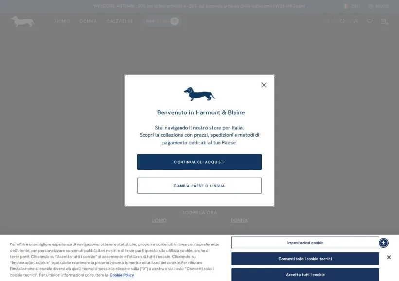 Schermata della pagina offerta di Harmont & Blaine