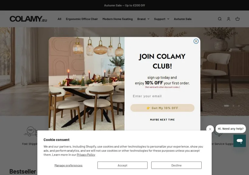 Schermata della pagina offerta di COLAMY.EU