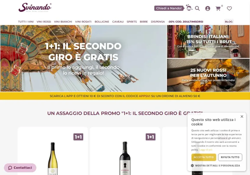 Schermata della pagina offerta di Svinando