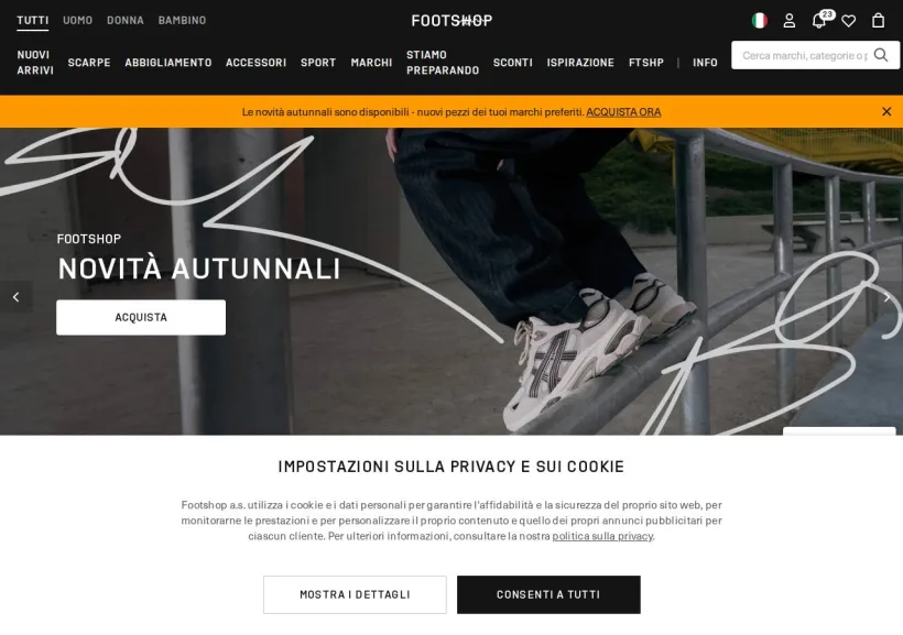 Schermata della pagina offerta di Footshop
