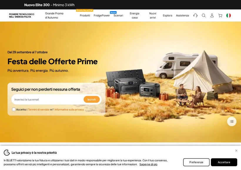 Schermata della pagina offerta di Bluetti