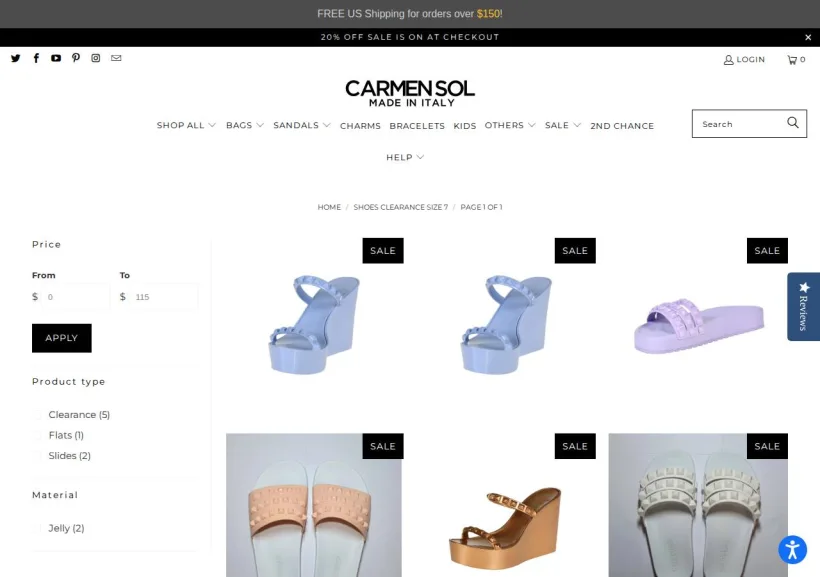 Schermata della pagina offerta di Carmen Sol