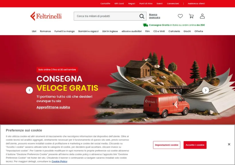 Schermata della pagina offerta di La Feltrinelli