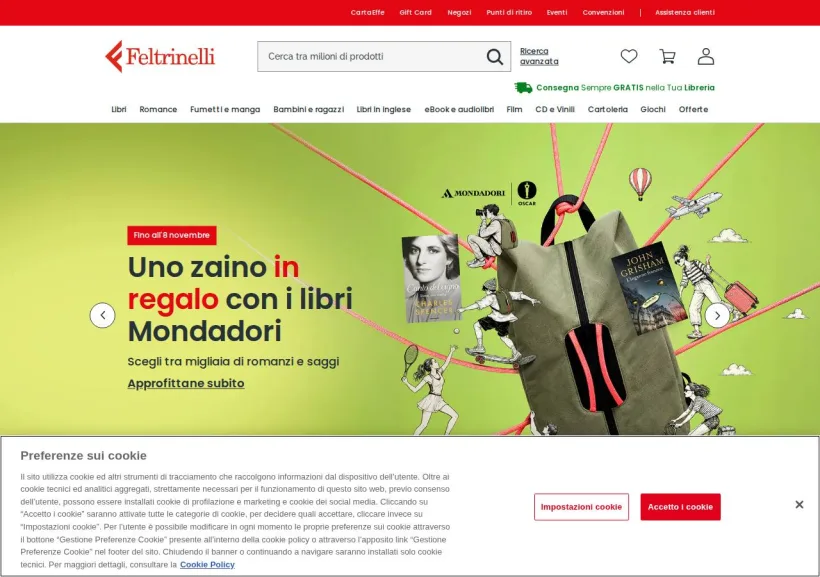 Schermata della pagina offerta di La Feltrinelli