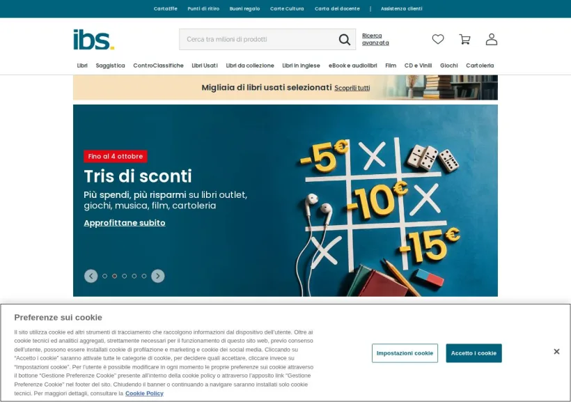 Schermata della pagina offerta di IBS