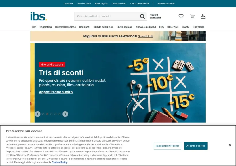 Schermata della pagina offerta di IBS