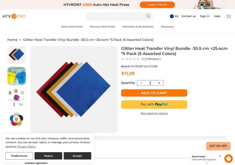 Schermata della pagina offerta di HTVRont
